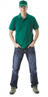 Рубашка-поло короткие рукава зелёная, пл. 205 г/кв.м.