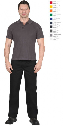 Рубашка-поло короткие рукава серая, рукав с манжетом, пл. 180 г/кв.м.