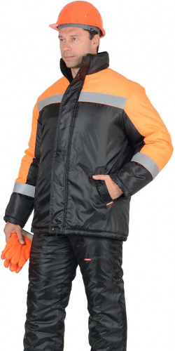 Куртка "Спецмонтаж" черная с оранжевой отделкой
