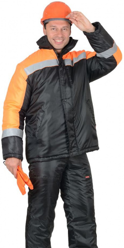 Куртка "Спецмонтаж" черная с оранжевой отделкой