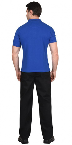 Рубашка-поло короткие рукава васильковая, рукав с манжетом, пл. 210 г/кв.м.