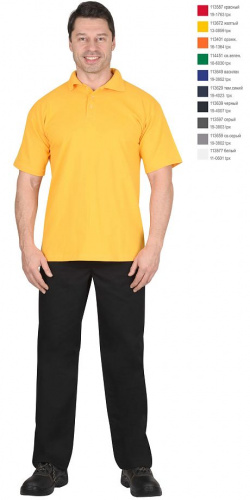 Рубашка-поло короткие рукава желтая, рукав с манжетом, пл. 180 г/кв.м.