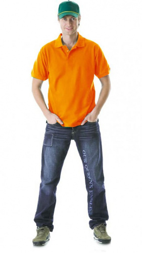 Рубашка-поло короткие рукава оранжевая, пл. 205 г/кв.м.