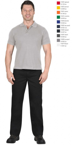 Рубашка-поло короткие рукава св.серая, рукав с манжетом, пл. 180 г/кв.м.
