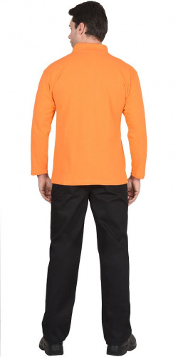 Рубашка-поло длинные рукава оранжевая, пл. 205 г/кв.м.