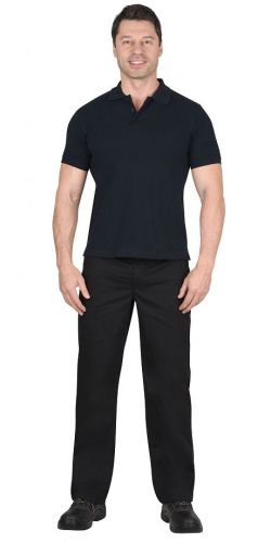 Рубашка-поло короткие рукава т-синяя, рукав с манжетом, пл. 180 г/кв.м.