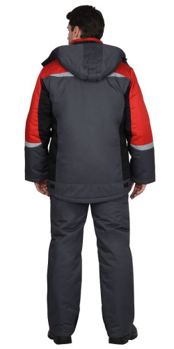 Костюм "Фаворит-Мега" : зимний куртка дл., п/комбинезон темно-серый с черным и красн. и СОП