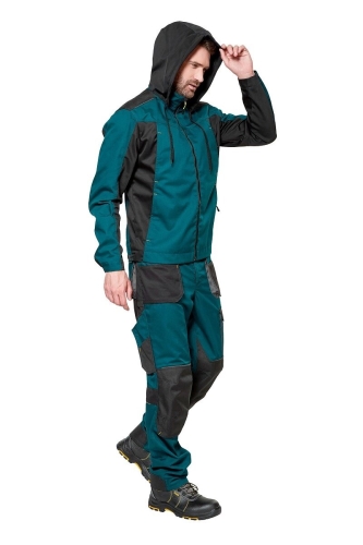 Куртка рабочая мужская летняя "Снейк" цвет темно-бирюзовый/черный