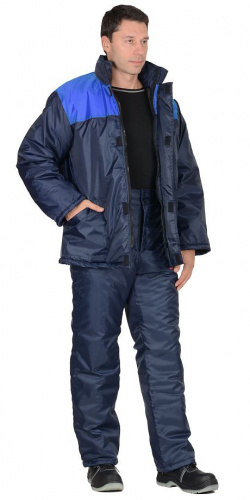 Куртка "Рост" Тёмно-синяя с васильковой отделкой